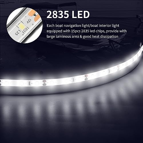 RVZONE Marine LED Boat Strip Lights, White 4‑Pack IP67 Interior Lighting - color: White/11.8 inch/4 Pcs