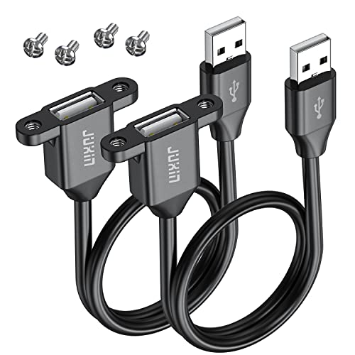 2Pack USB2.0 Male to Female Extension Cable 3FT with Ears can be Fixed Various Chassis/Cabinets/Panels USB Extender W/Screw nut for USB Panel Mount (USB Type-A, 3FT) - size: 3FT