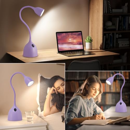 EJIAXIN Desk Lamp for College Dorm Room - LED Reading Light, Purple - color: Purple