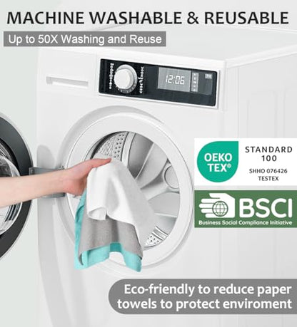 UPSTAR Microfiber Cleaning Cloth, Reusable Paper Towels Rolls, 50 Packs 12x12 inch Cleaning Rags for Washing Dishes, Kitchen, Bathroom, Car, White - color: White