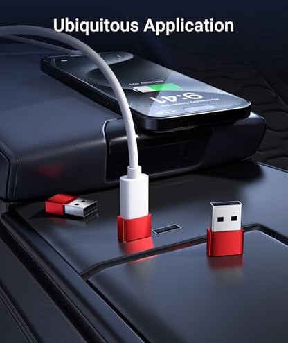 Syntech USB C to USB Adapter 3-Pack, Female to Male Converter, Aluminum - color: Red