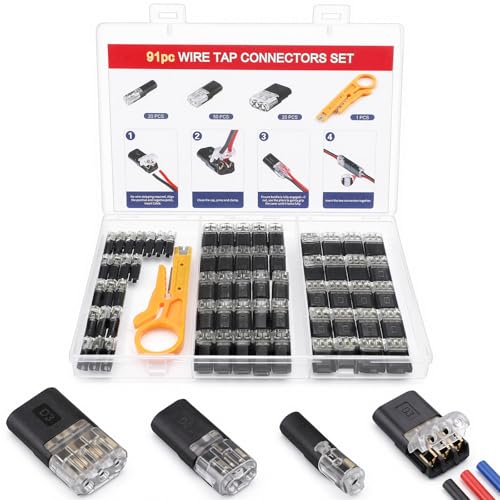 90 Pcs Wire Tap Connectors Kit for 20-24 AWG, Quick Solderless