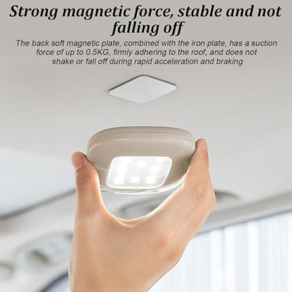 Car Interior Ceiling Roof Lights, 10LED Magnetic USB Rechargeable Vehicle Dome Lamp, Wireless Battery Powered Automotive Roof Lights, Universal for SUV Caravan Truck (Beige) - color: Beige