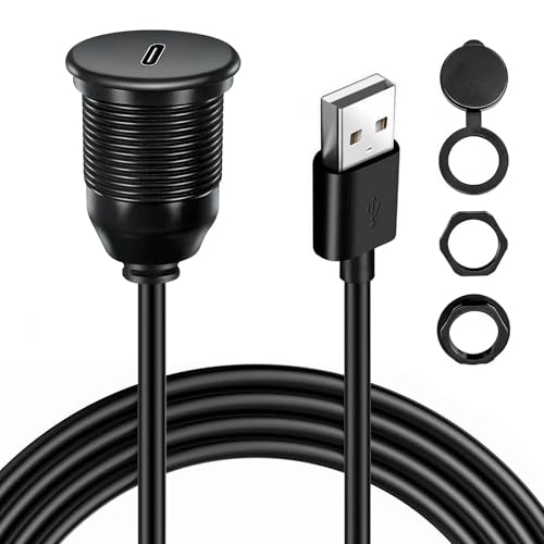 Single Port USB A 2.0 Male to Type C 2.0 Female Extension Cable,Flush Mount Waterproof Panel Cable for Car,Truck,Boat,Motorcycle Dashboard 3.3ft - style: Single Port uSB 2.0-Type C 2.0