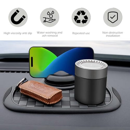 SLIMI 1 PC Multifunction Car Anti-slip Mat, Car Dashboard Phone Holder, Anti-slip Rubber Organizer Pad with Temporary Parking Numbe, Universal Dashboard Accessories, for Most Cars (Black #02)