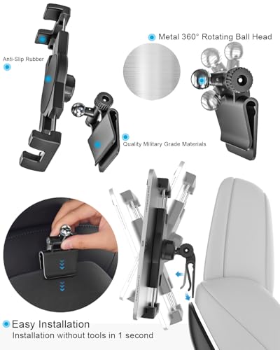 for Tesla Model Y Model 3 Headrest Tablet Holder - 2026 Tesla Tablet Mount for Back Seat, Gifts Road Trip Essentials for Kids, for 4-13" Devices, iPad Pro Air Mini, Galaxy Tabs, Fire HD, Switch