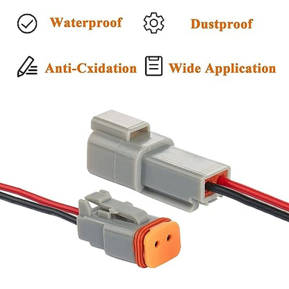 14 AWG 2 Pin DT Connector Waterproof Automotive Electrical Connector, Male and Female Way Auto Electrical Wire Connectors Harness for Car Truck Boat Motorcycle Trike Caravan - 6 Pack - style: 2 Pin-6 Sets