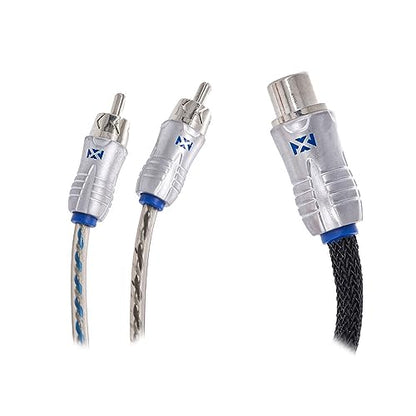 NVX® XIX2M Oxygen Free Copper 1 Female to 2 Male Y-Adapter Double Twisted Pair X-Series Car Audio RCA Audio Cable with Shielded Noise Reduction and Split-tip Silver-Plated Machined Ends (2-Pack) - size: 1 Female to 2 Male Y-Adapter