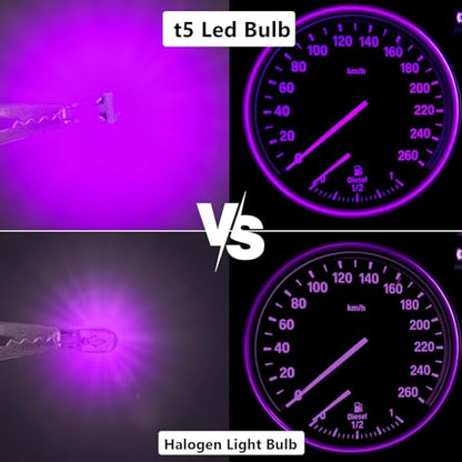 ecocstm 12 PCS T5 LED Bulbs, 74 73 37 2721 Instrument Cluster Light Bulb - color: Pinkish Purple