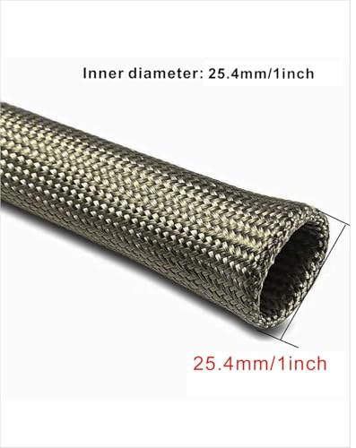 Fuel Line Heat Shield Wire Heat Shield Heat Shield Sleeve Auto Hose Spark Plug Wire Heat Shield diesel heater exhaust sleeve 2500 Degree for Car&Auto Wire Loom Brake Cable (1"IDX10'Titanium) - color: Titanium, size: 1" ID X 10'