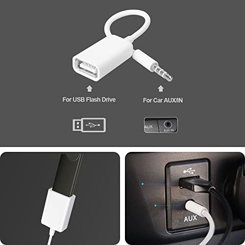Oxsubor AUX to USB Adapter, 3.5mm Male Audio Jack to USB 2.0 Female Converter Cable, Only Work for Car AUX-in with MP3 Decoder, Not for Headset, Speakers, Phone,Computers, Camera,Microphone, Monitor
