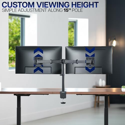 VIVO Dual Monitor Desk Mount, Heavy Duty Fully Adjustable Steel Stand, Holds 2 Computer Screens up to 24 inches and Max 22lbs Each, Black, STAND-V024 - color: Black, size: 13" - 24"