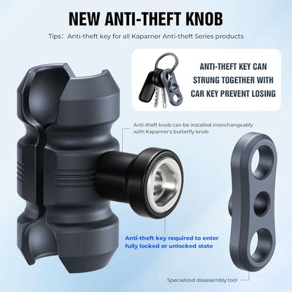 Motorcycle Phone Clip Kit, for 8-10mm Screw/Mirror Install, Anti-Theft Double Socket Arm/25mm Ball Top and Base, Suitable for Width of 2.56-3.74" Phone (KPS-04)