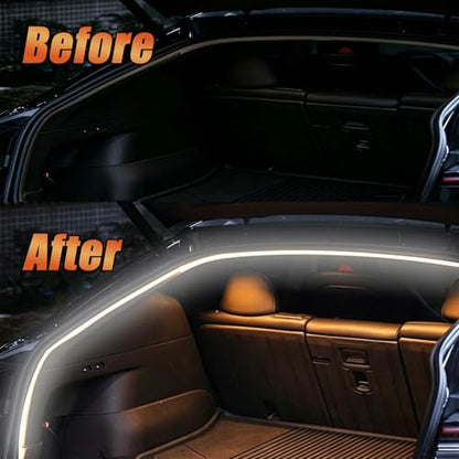 157.48 Inch Flexible Trunk Light Strip,Water-Resistant LED Light Strip for Car with Soft White Glow,Universal Concealed Ambient Lighting Car Strips Cars Accessories with Tools