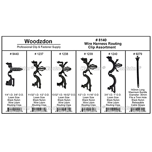 Woodzdon 132 Pcs 6 Size Automotive Wire Loom Routing Clip Wiring Harness Split Flexible Tubing Convoluted Conduit Assortment Kit Fit 3/8 inch to 3/4 inch Loom Fastener for GM for Chevrolet for GMC