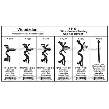 Woodzdon 132 Pcs 6 Size Automotive Wire Loom Routing Clip Wiring Harness Split Flexible Tubing Convoluted Conduit Assortment Kit Fit 3/8 inch to 3/4 inch Loom Fastener for GM for Chevrolet for GMC