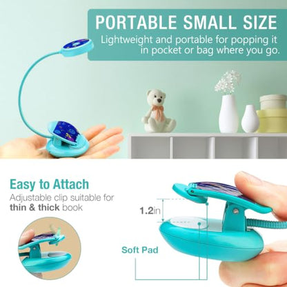 Vekkia Cute Rechargeable Book Light, Eye Caring Reading Light(Blue) - color: Blue