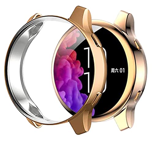 Compatible with Garmin Venu Waterproof Protective Case Soft TPU Plated All Around Scratch-Proof Screen Protector Cover for Garmin Venu GPS Smartwatch (Rose gold) - color: Rose gold