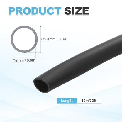 MECCANIXITY 10m PVC Cable Sleeve Tubing, 2mm PVC Tube Black Cord Organizer Wire Shielding Sheathing Wrap - size: 10m x 2mm