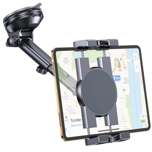 Tablet Holder for Car Mount for Tablet【Suction Cup】 360° Rotating iPad Mount for Truck Stand with Dash and Windshield, iPad Car Holder for All 4.7"-12.9" iPad Galaxy Tab, Road Trip Essentials
