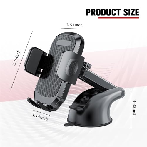 Car Phone Holder, 360° Adjustable Suction Cup Stable Vehicle Dashboard Cell Phone Mount with Air Vent Clamp, Hands Free Automotive Windshield Smartphone Holder, Universal Fit (Carbon Fiber) - color: Carbon Fiber