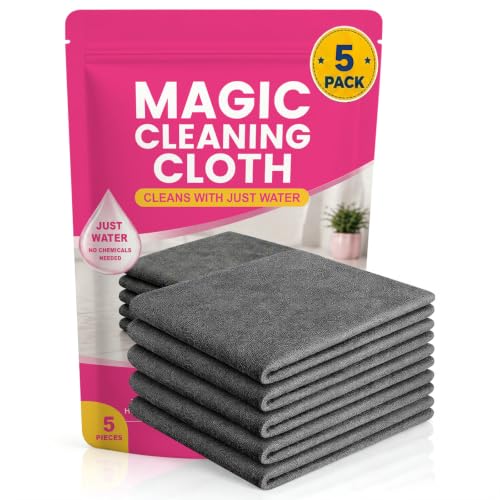 5Pcs Magic Cleaning Cloth,Microfiber Cleaning Cloths Lint Free Reusable Cleaning Rags for Glass,Window,Kitchen,Stainless Steel,Cars & Screens(7.87X11.81in)