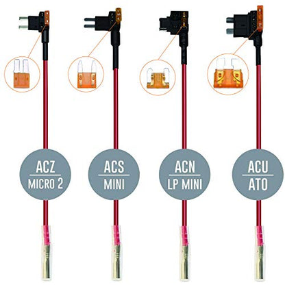 15ft Car Dash Cam Hardwire Kits,DC 5.5mm Head Charge Cable Tools w. Mini(ACS)/LP Mini(ACN)/ATO(ATC or ACU)/Micro2(ACZ) Fuse for NuCam WR & Galaxy Projector etc - size: DC 5.5mm