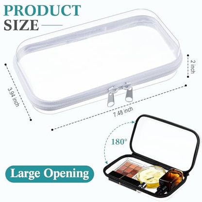 Hoolerry 4 Pcs Hard Clear Zipper Case, Clear, 7.5 x 3.9 x 2 in, Bicolor - color: Black and White, size: 7.5 x 3.9 x 2 in