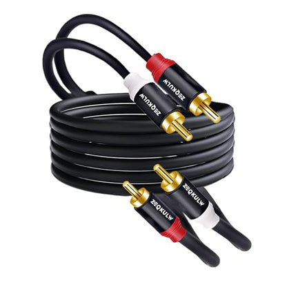 2RCA Speaker Audio Cable 20ft 2RCA Male to Male Stereo Dual RCA Cables Shielded Gold-Plated 2 RCA Subwoofer Cable for car Audio Video Cord, Hi-Fi Systems or Home Theater, HDTV (1,Black, 20FT) - size: 20FT
