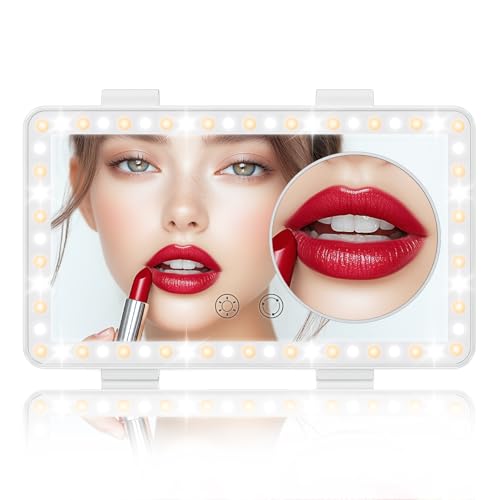 SEALIGHT Car Sun Visor Vanity Mirror, 1X/3X Magnification Makeup Mirror with Lights, Rechargeable 3 Light Modes & 60 LEDs, Dimmable Touch Control Smart Mirror, Universal for Car Truck SUV