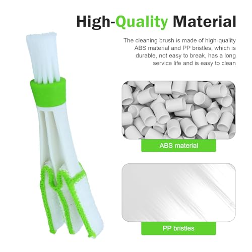 3 PCS Mini Car Air Vent Gap Duster Brush, Double Ended Soft Bristle Dashboard Window Blind Duster, Deep Cleaning Car Interior Dust Remover Tool for Most Cars SUVs Trucks (Green)