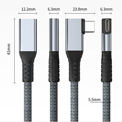 UseBean 40Gbps USB C Extension Cable 1FT, Right Angle USB 4 Extension Cable - color: Gray, size: 1ft