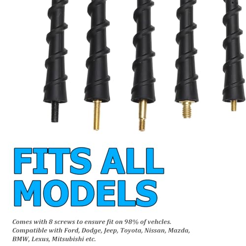 Car Spiral Antenna, 7 Inch Waterproof Vehicle Toppers Mast with Screw Adapters, Flexible Auto Exterior Radio AM FM Antenna Replacement Accessories, Universal for SUV, Sedan, Truck