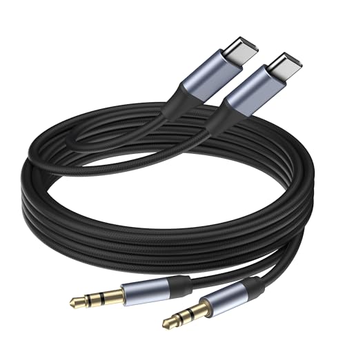 2 Pack USB C to 3.5mm Audio Aux Jack Cable, Type C to 3.5mm Headphone Car Stereo Cord Compatible with iPhone 17 16 15 Pro Max, Samsung Galaxy S25 S24 S23 S22 S21 Note 20, Pixel 10 9 8 7, 3.3FT (Black)