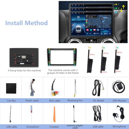 Junsun 13.1 inch Car Radio Stereo for Jeep Wrangler JK Compass Dodge Ram Built-in Carplay Android Auto,Android 12 Head Unit 2G RAM 32GROM with DSP WiFi GPS Navigation Bluetooth SWC