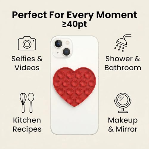 2Pcs Heart-Shaped Suction Phone Grips, Hands-Free Wall Mounts - color: 2 PCS Y2K Suction Phone Grip