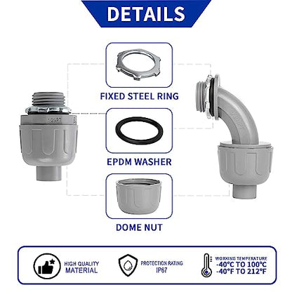 (1/2" Dia * 25 Feet) Yariwiz Flexible Electrical Conduit Liquid Tight PVC Conduit Kit with 3 PCS Coupling, 3 PCS Elbow and 7 PCS Strap, Sealtight Seal Flex Liquidtight Wire Outdoor Non Metallic Grey - style: 1/2"-25ft Kit-Grey