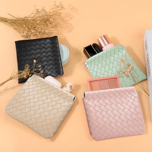 BUSOHA 4 Pack Small Makeup Bags for Purse - Coin Purse for Women - color: 4 PCS - Black+Yellow+Pink+Green