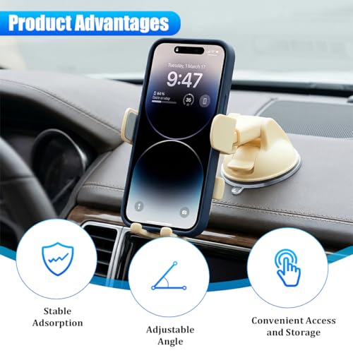 Zpana Car Phone Holder, 360° Adjustable Suction Cup Hands-Free Vehicle Windshield Dashboard Cell Phone Mount, Automotive Interior Smartphone Stand, Universal for SUV RV Truck (Beige) - color: Beige