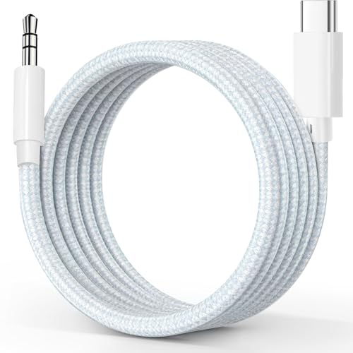 VUM USB-C to AUX Hi-Res 3.5mm Audio Cable for Car,Headphones,Speakers 2ft - color: White & Blue Weaving, size: 2 ft