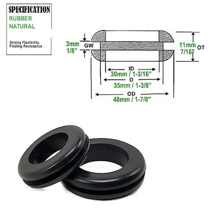 EASYEAH 8 Pcs Rubber Grommets for Wiring 1-3/8 in Panel Hole, 1-3/16 in ID - size: 1-3/8"DH, 1-3/16"ID
