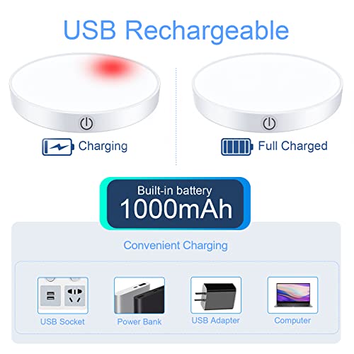 Ferswe Rechargeable Tap Lights, Dimmable Touch Night Lights with 1000mAh Large Battery, Stick on Light for Closet, Bedroom, Bathroom and Cabinet (2 Pack) - color: White