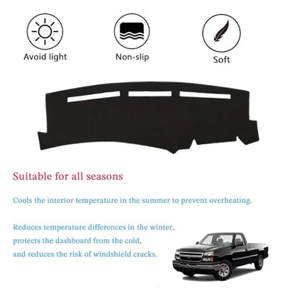 Dashboard Cover Suitable for Chevrolet Silverado 1500 2500 3500 1999-2006 Car Dashboard Cover Sun Visor Mat Non-Slip Polyester Dashboard Accessories - size: 1999-2006 For Chevrolet Silverado