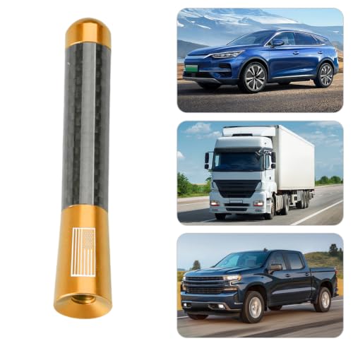 BESULEN 3.1 Inch Car Short Antenna, American Flag Design, Golden - color: Gold, size: 3.1 Inch