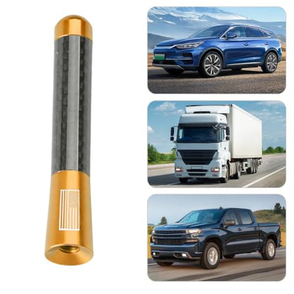 BESULEN 3.1 Inch Car Short Antenna, American Flag Design, Golden - color: Gold, size: 3.1 Inch
