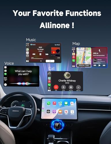 Aimoon 2026 Upgraded Wireless CarPlay Adapter for iPhone＆Android, Car Play Mini Wired to Wireless Adapter for CarPlay ＆Android Auto Plug and Play Stable Connection & No Latency for iPhone iOS 10+
