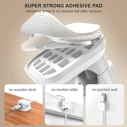 48 Pack Magnetic Cable Clip Organizer Cord Holder, Picozon Adhesive Cable Management, Wire Phone USB Charger Cable Holder, Keeper Organizer for Office Home Desktop Table - White - size: Pack of 48