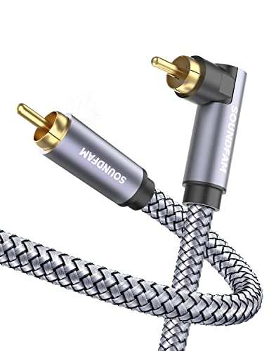 90 Degree Subwoofer Cable 10ft/3M,Right Angle RCA Cable Male to Male for Subwoofer，Amplifier-Grey - size: 10ft/3M, style: 90 Degree RCA to RCA