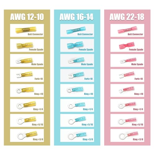 100pcs Blue Heat Shrink Female Spade Connectors,AWG 16-14 Gauge Insulated Electrical Crimp Wire Terminals - color: Blue, size: female quick disconnects