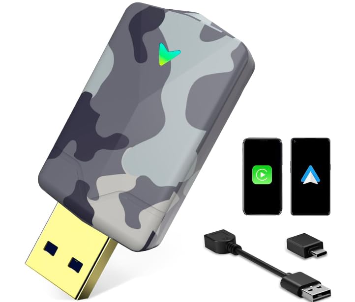 2026 Mini Wireless CarPlay Adapter, Fast Stable Connection, No Latency, Converts Wired to Wireless for Carplay & Android Auto, Easy Setup in 2016+ Cars, iOS 10+/Android 11+, USB A/C Blue